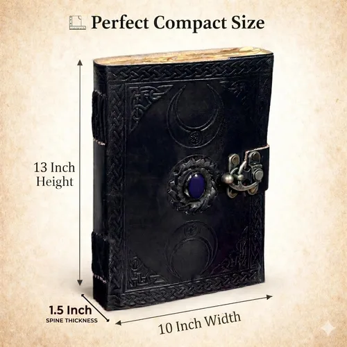 Miniatura 3 de Diario de cuero 3 Moon Blue Lapis en relieve estilo vintage para hombres y mujeres - 140 páginas, papel vintage artesanal con borde picoteado