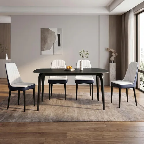 Miniatura 36 de Modern Dining Table Set for 4,50" Sintered Stone Table Set for 4,Marble Dining Table Set of 4 with Upholstered Chair,5 Piece Rectangular Dining Room