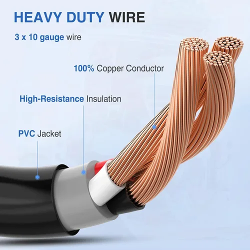 Miniatura 4 de Nilight Cable Adaptador de Corriente para RV de 15 Amperios a 50 Amperios 110V Cobre Puro Heavy Duty Enchufe Dog Bone Cable Calibre 10 5-15P a 15M