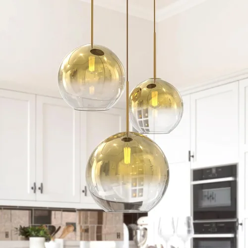 Miniatura 14 de Moderna Lámpara Colgante de 3 Luces de Vidrio en Tono Gris Ahumado con Globo de Cristal Clúster Lámpara de Techo de Estilo Nórdico con Múltiples