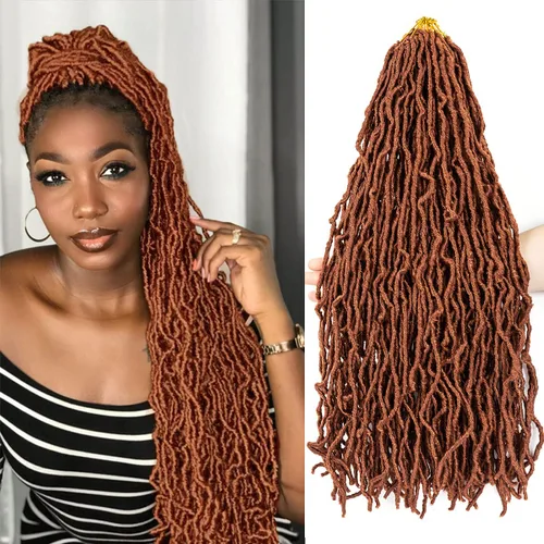 Miniatura 13 de Umylar - Paquetes de 7 rastas sintéticas de ganchillo de 24 pulgadas / 61 cm., extensiones de rastas suaves de diosa, cabello sintético de ganchillo