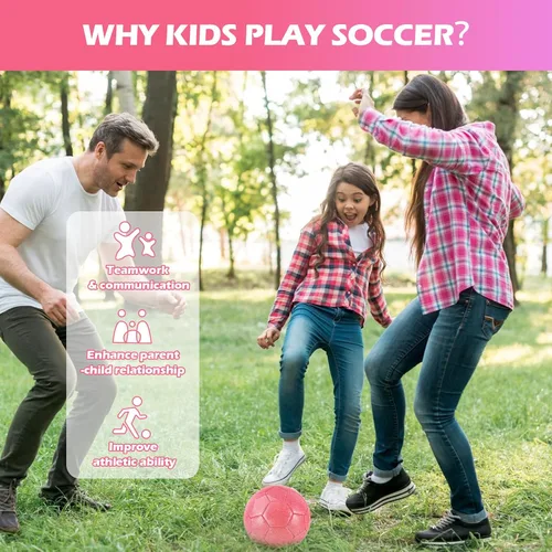 Miniatura 4 de DLUGOPIS Size 4 Pink Glitter Soccer Ball with Air Pump Sets Toddler Soccer Ball Multiple Size for Kids Aged 4-8 8-12 Boys Girls Youth Gifts Outdoor