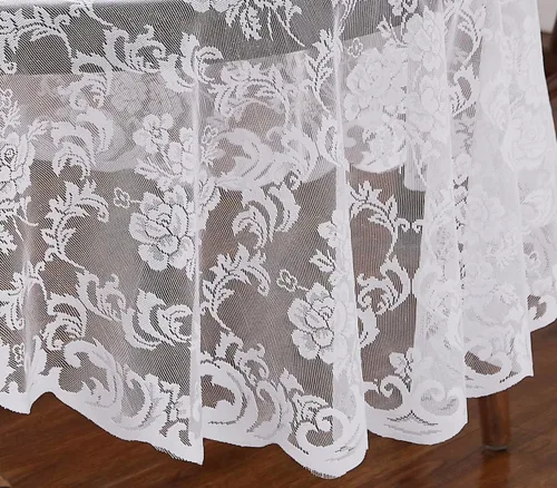 Miniatura 3 de ASATEX Mantel redondo de encaje blanco de 70 pulgadas. El patrón floral clásico y elegante es la elección ideal para cualquier comedor de lujo