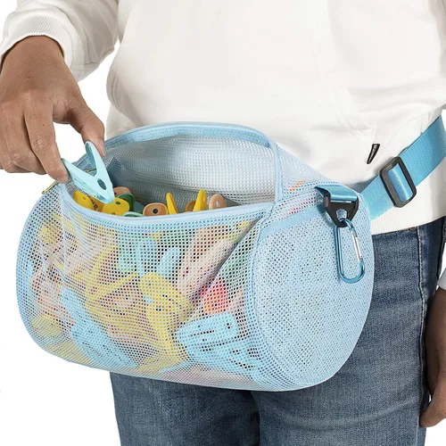 MinYEE Bolsa de red con cremallera para tendedero, paquete de cintura de muchas maneras de usar, tela transpirable, gran apertura, gran capacidad,