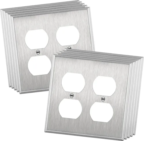 Miniatura 16 de ENERLITES Placa de pared de metal con salida dúplex para receptáculos, cubierta de salida de acero inoxidable, resistente a la corrosión