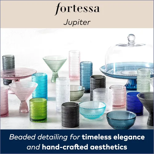 Miniatura 6 de Fortessa Jupiter Vaso de vidrio con cuentas y diseño de clavos, 385 ml para bebidas heladas (juego de 6), púrpura