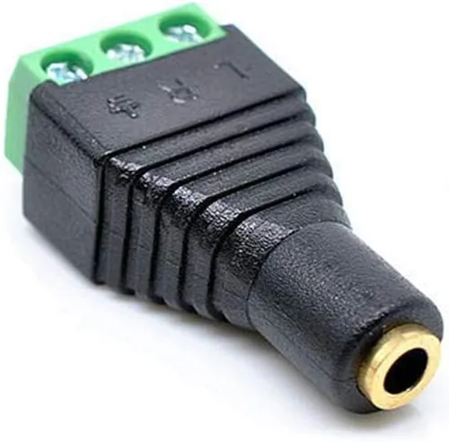 Miniatura 2 de Adaptador de audio de 0.138 in de 3 polos hembra a terminal verde de 3 tornillos
