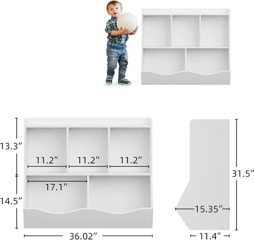 Miniatura 3 de GAOMON Estantería de juguetes y estantería para niños y niñas, estante múltiple con organizador de cubos para almacenamiento de libros y juguetes