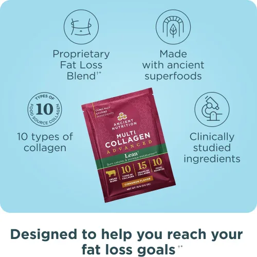 Miniatura 3 de Ancient Nutrition Péptidos de colágeno hidrolizados avanzados, proteína en polvo magra con probióticos y vitamina C, canela, para mujeres y hombres
