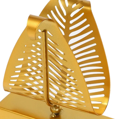 Miniatura 3 de GLEAVI Metal Napkin Holder Upright Tabletop Napkin Dispenser with Leaf Design, Large Gold Rustic Paper Towel Storage Rack for Kitchen, Dining Table