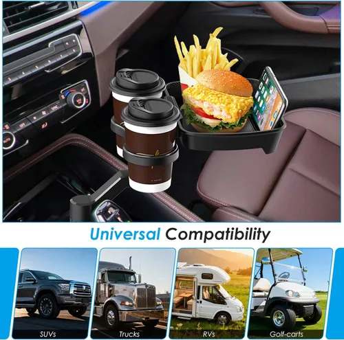 Miniatura 5 de Biupky Expansor de portavasos para automóvil, bandeja universal 4 en 1 compatible con 2.6 a 3.94 pulgadas, multitaza con bandeja grande