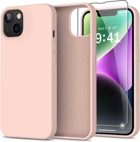 Miniatura 14 de bemal Funda para iPhone 14 Pro con protector de pantalla, silicona líquida de ajuste delgado, forro de microfibra suave, diseñada para mujeres