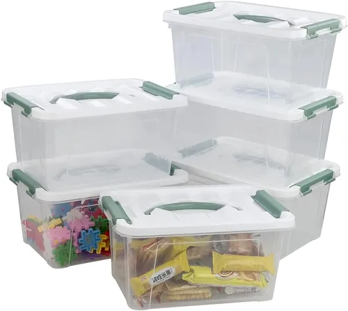 Miniatura 7 de Kiddream Paquete de 6 contenedores de almacenamiento de plástico transparente con tapas, contenedor de almacenamiento con pestillo