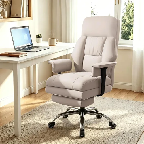 Office Chair Comfortable Executive Desk Chair with Foot Rest, Adjustable Height Home Computer Chair High Back Gaming Chair Leather Swivel Rolling