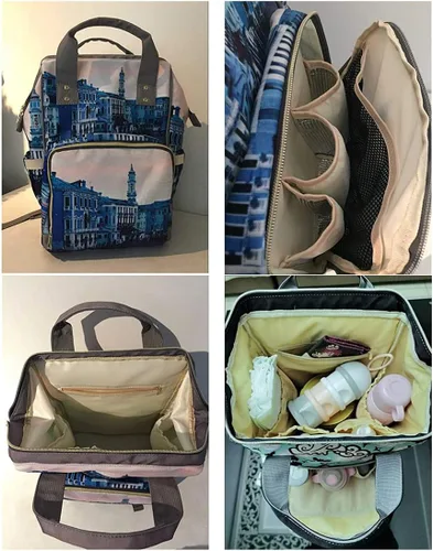Miniatura 7 de XOZOTY Mochila de pañales de dibujos animados de vaca linda con nombre para hombres y mujeres de enfermería personalizada bolsas de bebé hombro