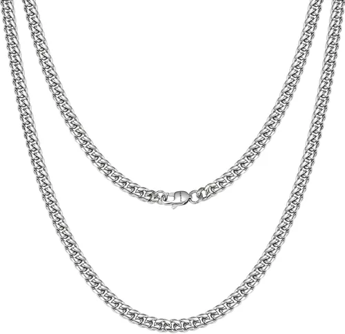 SytsLNKXXX Collar de cadena cubana Miami para hombres y mujeres, acero inoxidable 316L de 40.236in de ancho, 18"20"22"24" de largo, joyería de hip