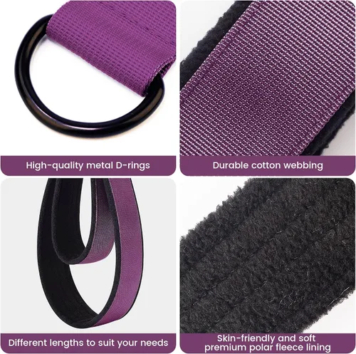 Miniatura 3 de 2 correas cómodas de doble bucle para Pilates de grosor mejorado, correa de anillo en D para gimnasio en casa y accesorios de entrenamiento de yoga