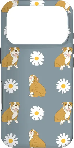 Miniatura 29 de Funda para iPhone 11 Pro English Bulldog and Daisy Flower Pattern Dusty Blue