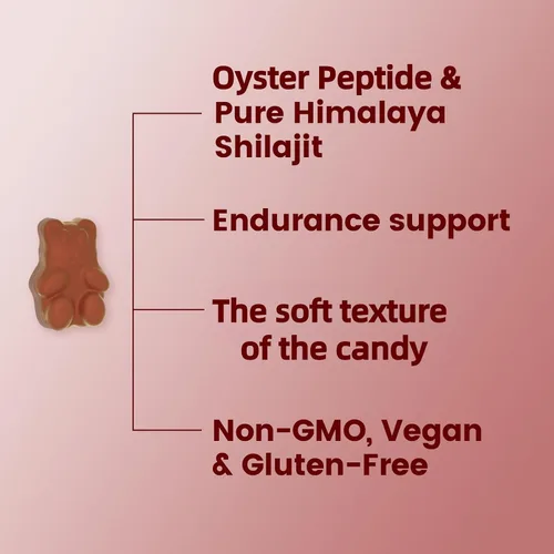 Miniatura 2 de HolyTime Power Gummies – Shilajit del Himalaya, péptido de ostras y palma enana americana – 120 unidades Vitalidad diaria, resistencia y apoyo