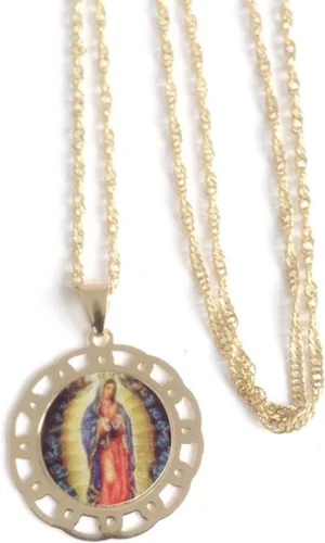 Miniatura 7 de SIFRIMANIA Medalla Religiosa Católica Chapada en Oro con Cadena Espiral para Niños y Mujeres