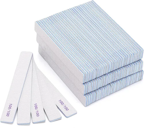 Miniatura 7 de 10 unidades de limas de uñas de grano 80/80 rectangulares para uñas acrílicas, limas de pulido reutilizables de doble cara, tableros de lima de uñas