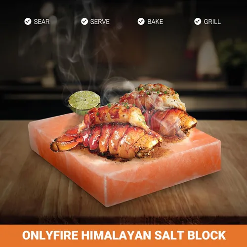 Miniatura 2 de onlyfire Bloque de Sal del Himalaya para Asar, Cocinar, Dorar, Cortar y Servir, 8 X 8 X 3.8 cm Piedra de Sal Rosa del Himalaya Natural, Regalo
