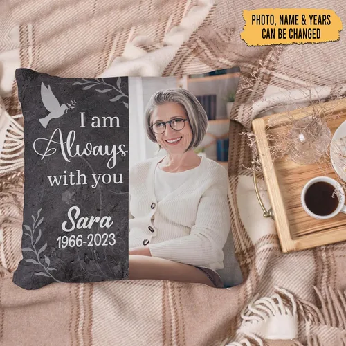 Miniatura 2 de Hyturtle Almohada conmemorativa personalizada de condolencias con inserto de 12 x 12 pulgadas, regalos impresos de doble cara para la pérdida Cielo