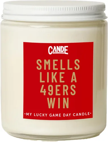 CE Craft - Vela con temática de fútbol americano, regalo para papá, regalo para hijo, regalo de California, vela temática de Niners, regalo para él