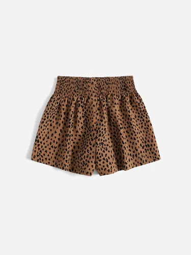 Miniatura 2 de Cozyease Pantalones cortos de pierna ancha con estampado de cintura elástica y nudo frontal para niñas
