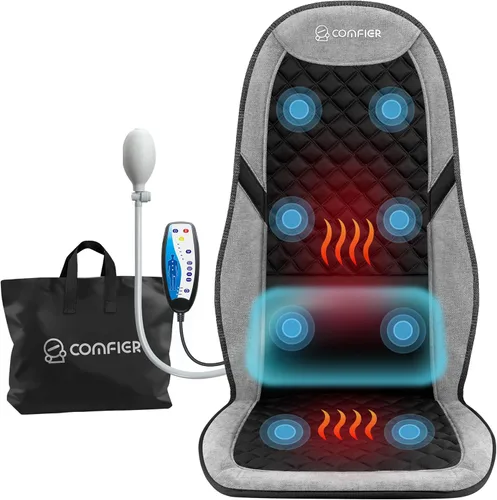 Miniatura 10 de COMFIER Masajeador de espalda con calor, almohadilla para silla de masaje, cojín de asiento de masaje con soporte lumbar ajustable, masaje de Negro