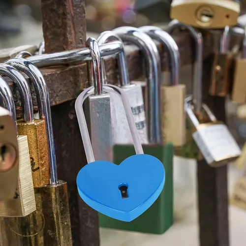 Miniatura 7 de Love Lock - Candado de corazón con llave para enamorados, boda, día de San Valentín, aniversario, viajes (con llave)