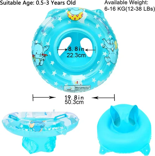 Miniatura 6 de Sealive Flotador de piscina infantil, anillo de natación para bebé con asiento para niños pequeños barco y doble asa, primeros flotadores de piscina