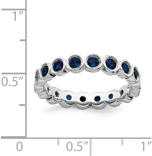 Miniatura 5 de Anillo de plata de ley 925 apilable creado zafiro azul septiembre piedra preciosa anillo eternidad