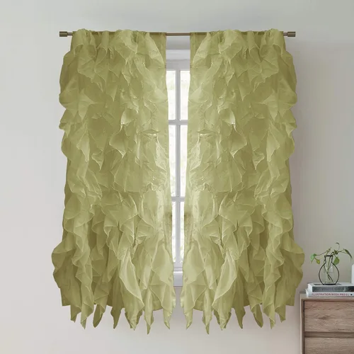Miniatura 27 de Sweet Home Collection Paquete de 2 Paneles de Ventana Cortinas de Gasa Transparente con Volantes Verticales en Cascada Gris