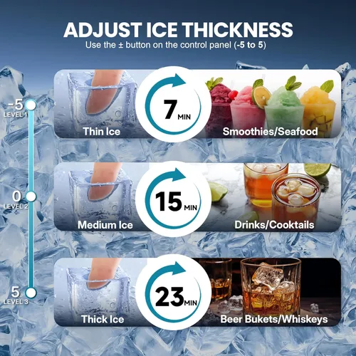 Miniatura 4 de Manastin Máquina de hielo comercial, máquina de hielo grande de 100 libras/24 horas con capacidad de almacenamiento de 33 libras, máquina de hielo