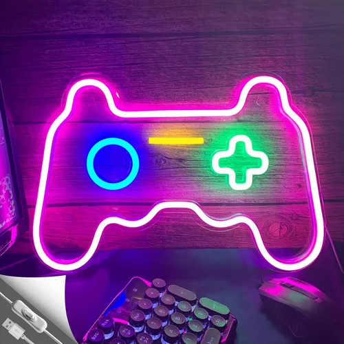 Miniatura 8 de Letreros LED de neón, con forma de gamepad para decoración de habitación de jugadores, decoración de pared de dormitorio, letrero de neón
