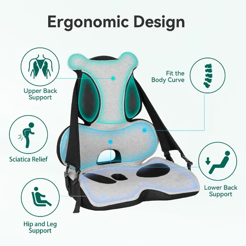 Miniatura 4 de Almohada de Apoyo Lumbar de Espuma Viscoelástica, Cojín para Asiento de Coche, Cojín para Silla de Oficina, Almohada de Asiento de Una Pieza, Mejora