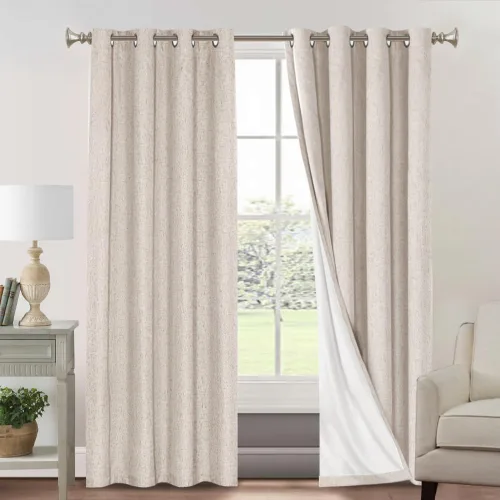 Miniatura 164 de Primitive - Cortinas opacas 100 % de lino texturizado natural para dormitorio, sala de estar, cortinas para ahorra energía, tela de arpillera