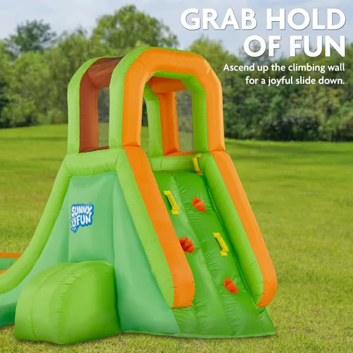 Miniatura 3 de Sunny & Fun Parque acuático inflable de un solo anillo – Resistente para la diversión al aire libre – Pared de escalada, tobogán y piscina profunda