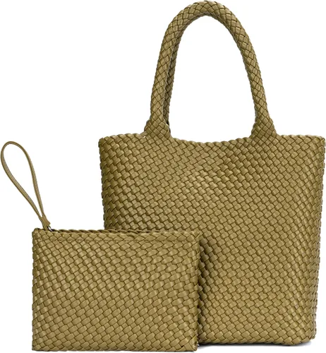 Miniatura 7 de Bolso de mano tejido para mujer, bolso grande de cuero tejido para mujer, elegante bolso de verano para trabajo, viajes, playa
