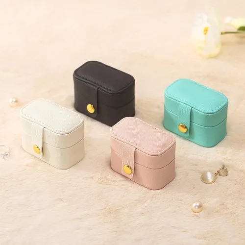 Miniatura 6 de CASEGRACE Pequeña caja de joyería para anillos, mini joyero de viaje, estuche de almacenamiento portátil para anillos y aretes, regalos para mujeres
