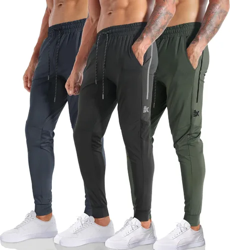 Miniatura 14 de BROKIG Pantalones deportivos ligeros para hombre, elásticos, de secado rápido, con bolsillos con cremallera