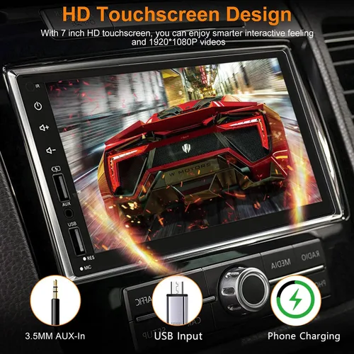 Miniatura 5 de Estéreo de Coche Doble DIN con Apple CarPlay Inalámbrico y Android Auto, Receptor de Audio de Coche con Pantalla Táctil de 7 Pulgadas, Radio