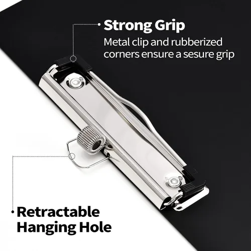Miniatura 5 de Sooez Portapapeles de plástico con soporte para bolígrafo, [10% más grueso] Tableros de clip de 8.5 x 11 pulgadas con clip de perfil bajo, lindo