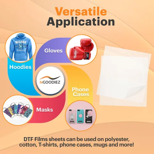 Miniatura 8 de NGOODIEZ Paquete completo de impresión DTF: adhesivo en polvo blanco de 17.64 oz, 25 hojas de película de transferencia mate A4 y kit de recarga