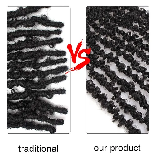 Miniatura 7 de ZRQ 6 paquetes de cabello de ganchillo Butterfly Locs de 20 pulgadas, extensiones de cabello sintético desgastado negro, trenzas de ganchillo