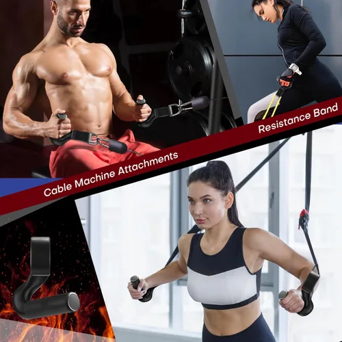 Miniatura 6 de Manijas de agarre neutro para tracción - Manijas resistentes multiusos para tracción y peso muerto - Manijas ergonómicas de entrenamiento