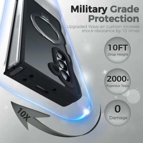 Miniatura 5 de Soporte magnético y marco ondulado: funda para Samsung Galaxy Z Fold 6 [compatible con MagSafe] [protección militar contra caídas] no amarillenta