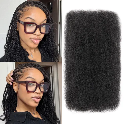 Miniatura 18 de BLL Afro Kinkys - Cabello humano a granel, 100% cabello humano para mini torsión, trenzas, extensiones de rastas, cabello rizado afro, color negro a