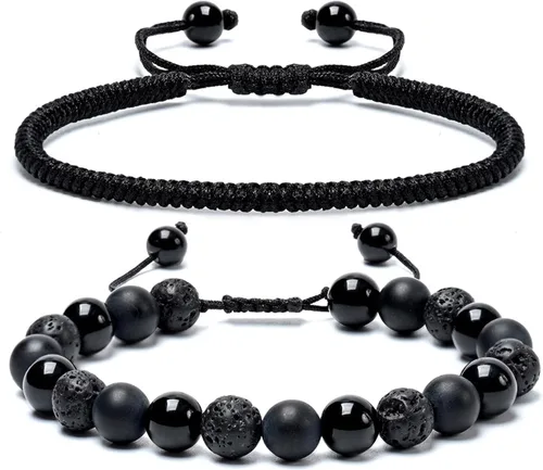 Miniatura 15 de SAMXY Triple Protection Bracelet, 8mm Healing Crystal Bead Bracelet, 3pcs Blue Red Tiger's Eye Obsidian Hematite Bracelet Women Men